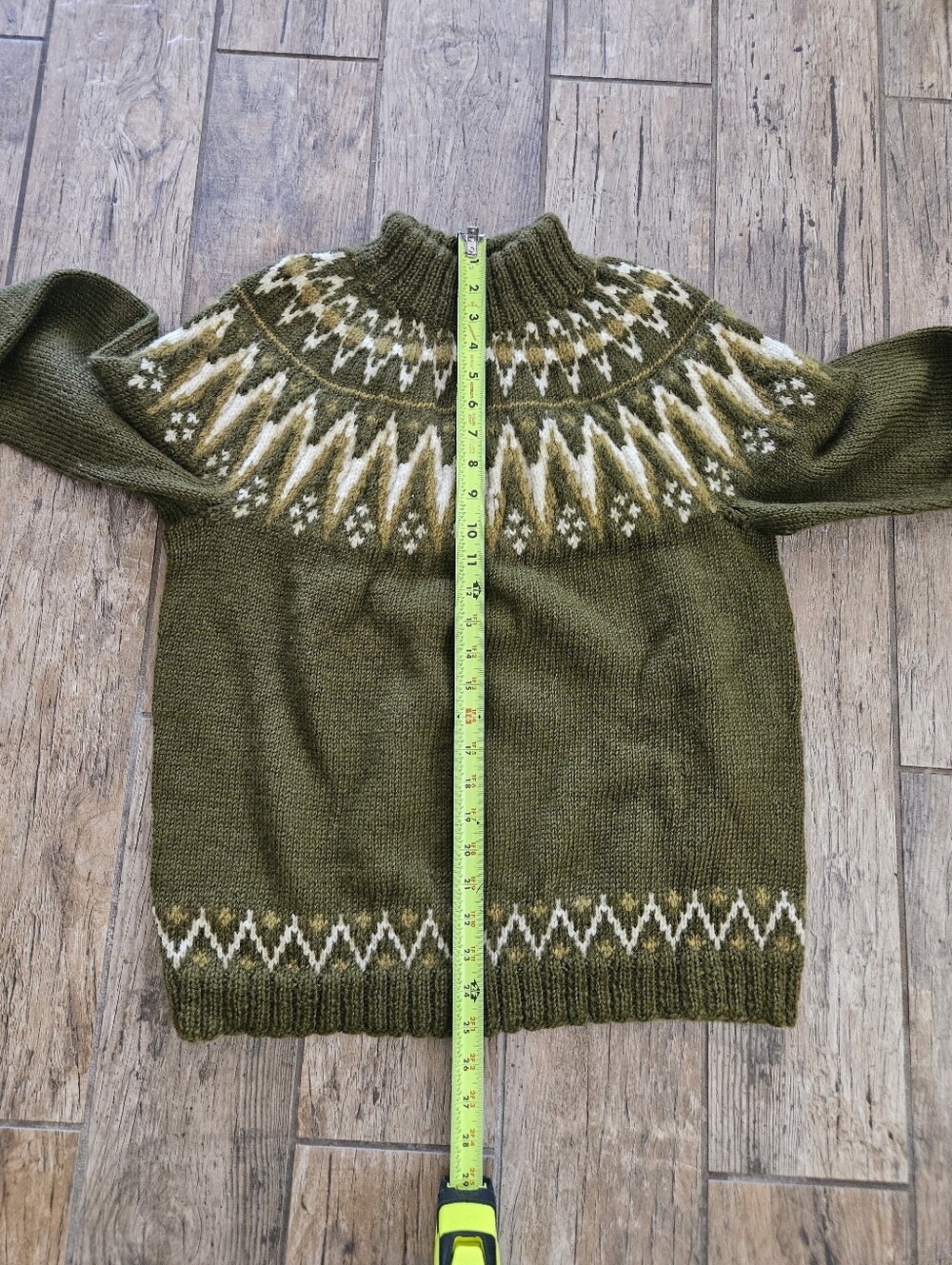 Scondi Navian Handmad Sweater Adult Olive Green Mock Neck Winter Pullover - Picture 3 of 8